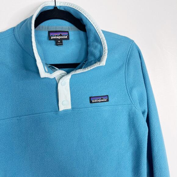Patagonia Womens XSmall XS Mako Blue Micro D Fleece Snap T Pullover Sweatshirt - Picture 3 of 11